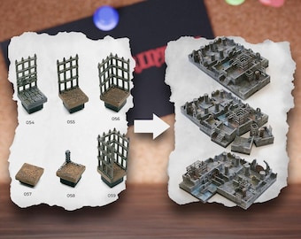Losetas de terreno de mazmorra modulares / Bloques de mazmorra de ruinas de piedra / Terreno de mesa de bandidos / Pathfinder D&D 5e