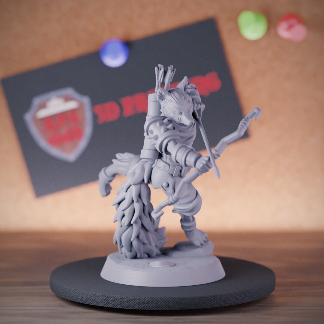 Kitsune Miniature Dungeons and Dragons Mini RPG Tabletop Miniature Dnd