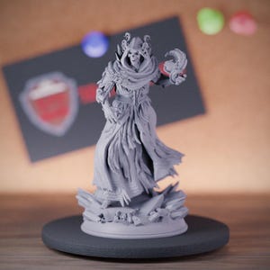 Lich Undead Necromancer Miniature | 28mm-75mm | Resin 3D Printed D&D Pathfinder Mini | DMS