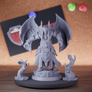 Vampire Lord Warlock Miniature Winged Undead Mini Dungeons and Dragons Mini RPG Tabletop Miniature DnD Painting Pathfinder 5e DnD | DB