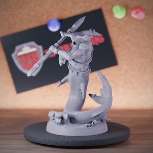 Sharkfolk Stalker Miniature Underwater Monster Dungeons and Dragons Mini RPG Tabletop Miniature DnD Painting Pathfinder 5e DnD | CnP