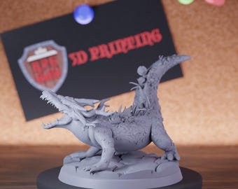 Crocodile Swamp Miniature | 28mm-38mm | Resin 3D Printed D&D Pathfinder Mini | Cnp