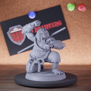 Apeling Fighter Miniature Simian Monk Mini Dungeons and Dragons RPG Tabletop Miniature DnD Painting Pathfinder 5e DnD | CnP