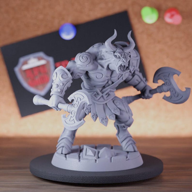Minotauro Bárbaro Miniatura Tauren Guerreiro Dungeons and Dragons Mini RPG Mesa Miniatura DnD Pintura Pathfinder 5e DnD | AG imagem 1
