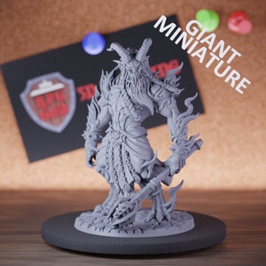 Titán de fuego Gigante de llama Miniatura Minotauro Monstruo Mini Dungeons and Dragons RPG Mesa Miniatura DnD Pintura Pathfinder 5e DnD / AG