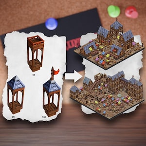 Piastrelle per terreno urbano modulare / Blocchi di città medievali / Terreno da tavolo del villaggio / Pathfinder D&D 5e