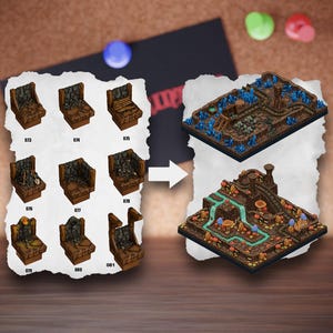 Modular Cave Terrain Tiles | Underground Cavern Blocks | Mine Tabletop Terrain | Pathfinder D&D 5e
