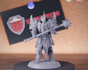 Dark Knight Miniature Mauler Mini Dungeons and Dragons Mini RPG Tabletop Miniature DnD Painting Pathfinder 5e DnD | LoP