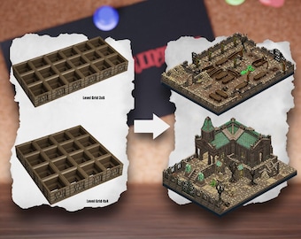 Losetas modulares de terreno de cementerio / Bloques de necrópolis de cementerio / Terreno de mesa de cripta / Pathfinder D&D 5e