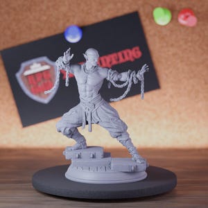 Blind Elf Monk Miniature | 28mm-75mm | Resin 3D Printed D&D Pathfinder Mini | DMS
