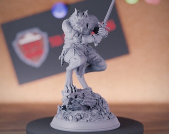 Werewolf Warrior Miniature | 28mm-75mm | Resin 3D Printed D&D Pathfinder Mini | DMS