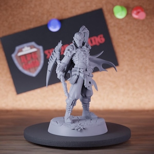 Elf Warlock Miniature Dark Scythe Mini Dungeons and Dragons Mini RPG Tabletop Miniature DnD Painting Pathfinder 5e DnD | Cnp