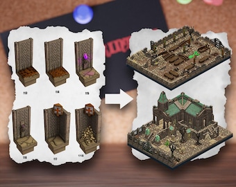 Losetas modulares de terreno de cementerio / Bloques de necrópolis de cementerio / Terreno de mesa de cripta / Pathfinder D&D 5e