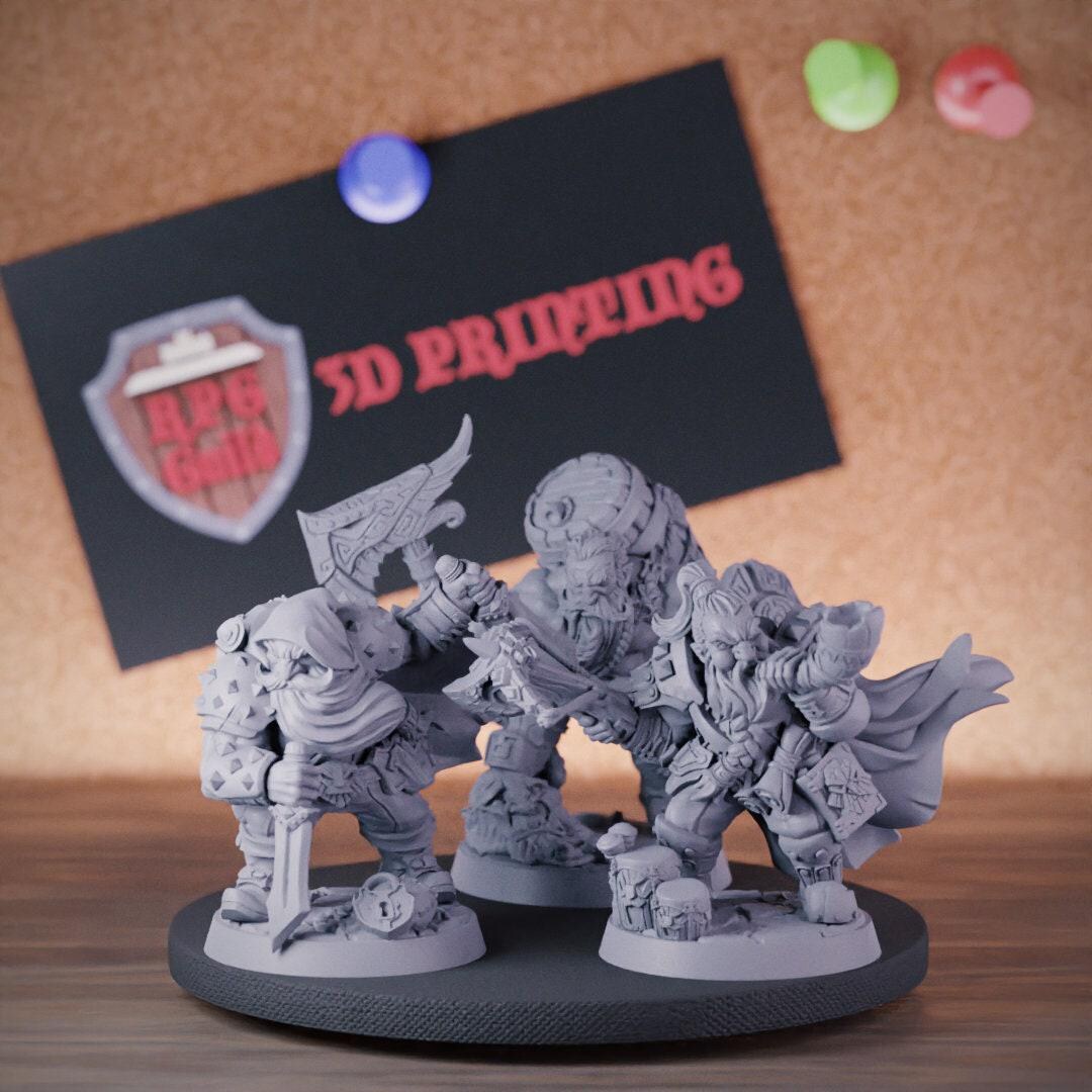 Dnd Mini Rake Dwarf Set Miniature Dwarf Pack Mini Dungeons and Dragons Mini RPG ...
