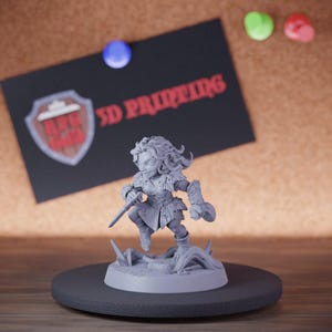 Halbling-Schurkin-Miniatur (weiblich) | 28–38 mm | 3D-gedruckte Resin-Miniatur für D&D Pathfinder | AG