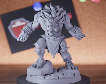 Bugbear Barbarian Fighter Miniature | 28mm-38mm | Resin 3D Printed D&D Pathfinder Mini | CnP