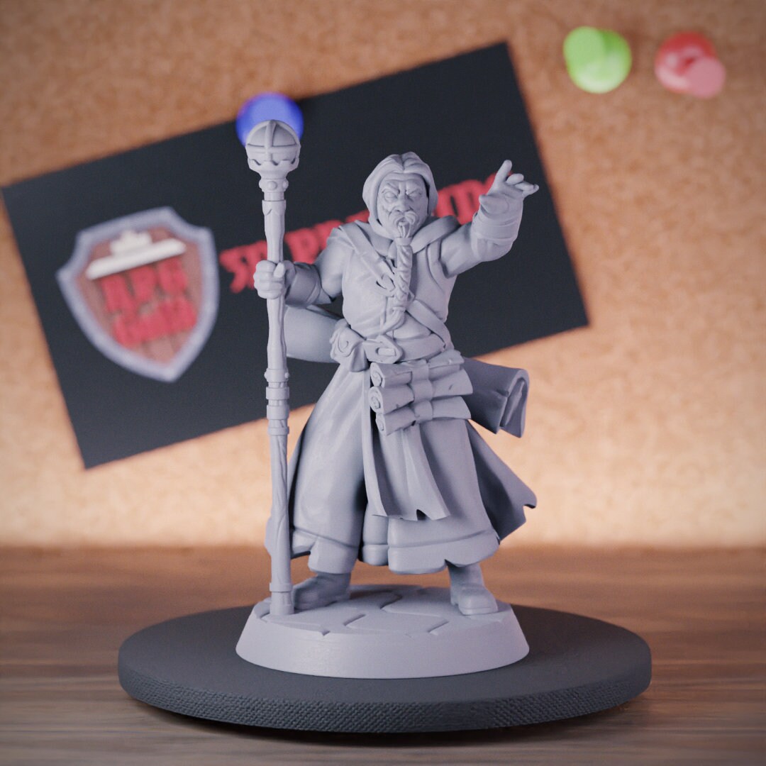 Human Wizard Miniature Monster Village Guard Dungeons and Dragons Mini RPG Tabletop Miniature DnD Painting Pathfinder 5e DnD | GM