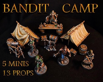 Bandit Camp Encounter Set DnD Miniatures Bandits Terrain RPG Tabletop Props