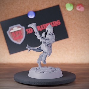 Female Half Orc Grunt Miniature Fighter Monster Dungeons and Dragons Mini RPG Tabletop Miniature DnD Painting Pathfinder 5e DnD | CnP