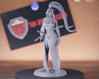 Female Samurai Miniature Fighter Warrior Mini Dungeons and Dragons Mini RPG Tabletop Miniature DnD Painting Pathfinder 5e DnD | LoP