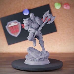Barbarian King Miniature Human Fighter Dungeons and Dragons Mini RPG Tabletop Miniature DnD Painting Pathfinder 5e DnD | DmS