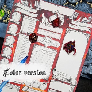 DnD 5e Character Sheet Sorcerer Printable And Fillable PDF D&D 5e Sorcerer Stat Sheet Dungeon and Dragons PDF File Digital Download RPG