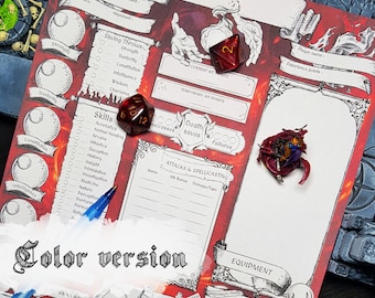 Scheda personaggio Stregone di D&D 5e, stampabile e compilabile in PDF.