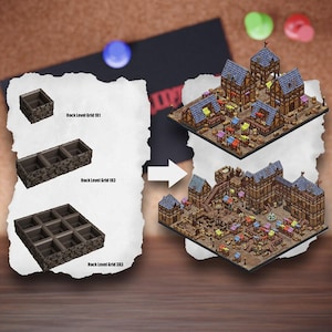 Tuiles de terrain de ville modulaires | Blocs de la ville médiévale | Terrain de table de village | Éclaireur D&D 5e