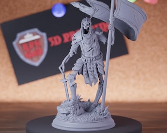 Skeleton Monster Crusader Miniature | 28mm-75mm | Resin 3D Printed D&D Pathfinder Mini | DMS