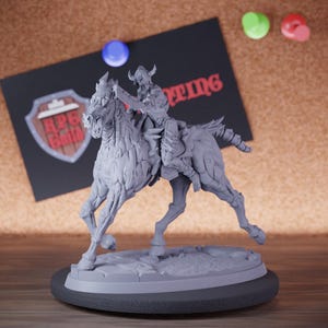 Undead Cavalier Miniature Charge Cleaver Mini Dungeons and Dragons Mini RPG Tabletop Miniature DnD Painting Pathfinder 5e DnD | Cnp