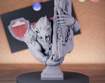 Busto de Ogro para Pintura e Coleção | DmStash | Estátua Impressa em Resina | Presente de Natal/Aniversário para D&D 5e | Busto com Primer | DB