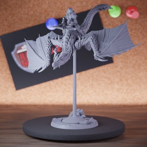 Wyvern Crossbow Rider Miniature Flying Monster Mini Dungeons and Dragons Mini RPG Tabletop Miniature DnD Painting Pathfinder 5e DnD | AG