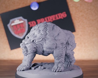 Miniatura de bestia del bosque con forma de oso / 28 mm-38 mm / Miniatura de D&D Pathfinder impresa en 3D de resina / AG