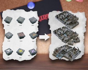 Losetas de terreno de mazmorra modulares / Bloques de mazmorra de ruinas de piedra / Terreno de mesa de bandidos / Pathfinder D&D 5e