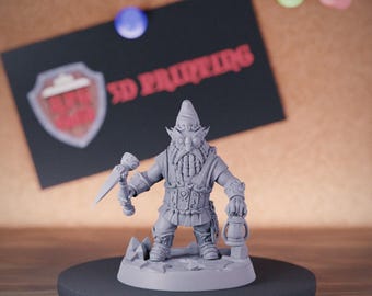 Gnome Miner Miniature Gnome Mini Dungeons and Dragons Mini RPG Tabletop Miniature DnD Painting Pathfinder 5e DnD | AG