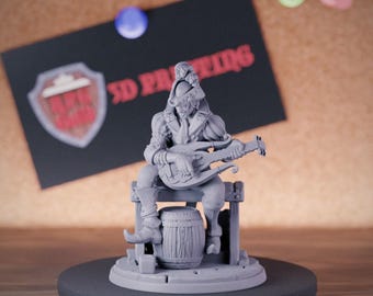 Tavern Bard Miniature | 28mm-75mm | Resin 3D Printed D&D Pathfinder Mini | DMS