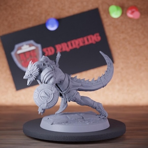 Grimscale Lizardman Miniature Sword Charge Mini Dungeons and Dragons Mini RPG Tabletop Miniature DnD Painting Pathfinder 5e DnD | Lop