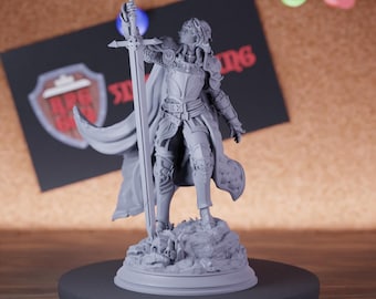 Human Female Paldin with Swords Miniature | 28mm-75mm | Resin 3D Printed D&D Pathfinder Mini | DMS