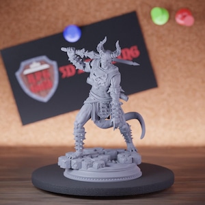 Demon Soldier Miniature Sword Fighter Mini Dungeons and Dragons Mini RPG Tabletop Miniature DnD Painting Pathfinder 5e DnD | DmS