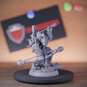 Miniatura de arquero cazador gnoll / 28 mm-38 mm / Resina impresa en 3D D&D Pathfinder Mini / DB