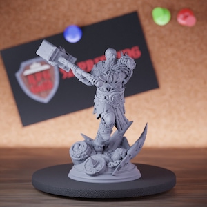 Barbarian Warrior Miniature Hammer Fighter Dungeons and Dragons Mini RPG Tabletop Miniature DnD Painting Pathfinder 5e DnD | DmS
