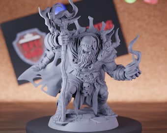 Miniatura de chamán orco, Brujo Doombringer, Miniatura de Dungeons and Dragons RPG, Miniatura de mesa, DnD, Pintura, Pathfinder 5e, DnD/AG