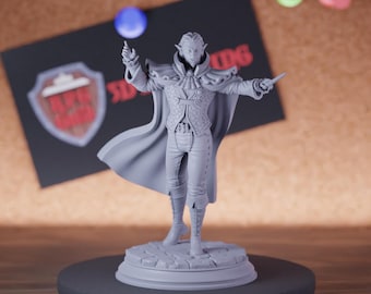 Vampire Noble with Wand Miniature | 28mm-75mm | Resin 3D Printed D&D Pathfinder Mini | DMS