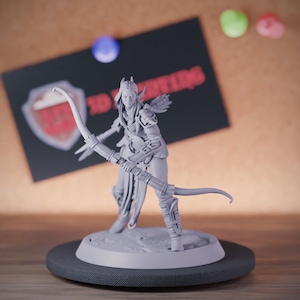 Female Human Archer Miniature Bow Guard Mini Dungeons and Dragons Mini RPG Tabletop Miniature DnD Painting Pathfinder 5e DnD | LoP