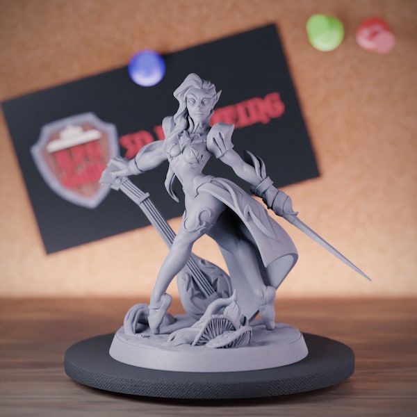 Female Elf Bard Miniature Fighter Mini Dungeons and Dragons Mini RPG Tabletop Miniature DnD Painting Pathfinder 5e DnD | AG