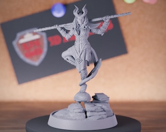 Tiefling Weibliche Miniatur Mönch Mini Dungeons and Dragons Mini RPG Tabletop Miniature DnD Malerei Pathfinder 5e DnD | PF
