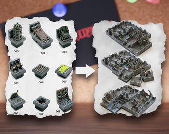 Losetas de terreno de mazmorra modulares / Bloques de mazmorra de ruinas de piedra / Terreno de mesa de bandidos / Pathfinder D&D 5e