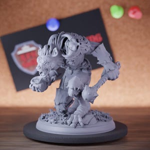 Gnoll Anführer Miniature Streitkolben Tribal Champion Mini Dungeons and Dragons Mini RPG Tabletop Miniature DnD Gemälde Pathfinder 5e DnD | Cnp