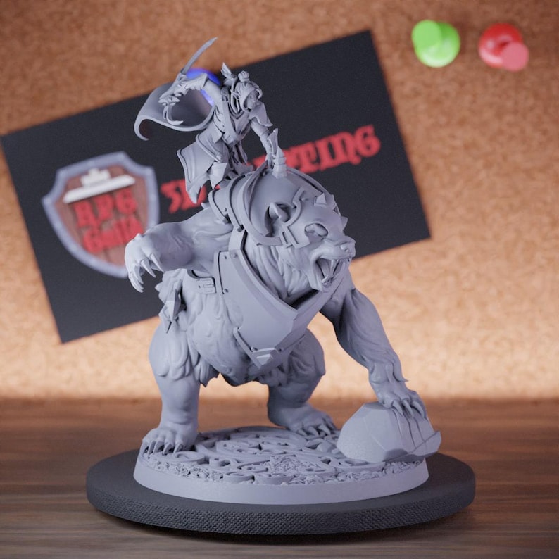 Ranger Elf Rider Miniature Forest Bear Dungeons and Dragons Mini RPG ...
