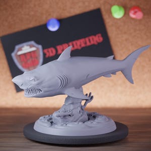 Angry Great White Shark Miniature Sea Beast Mini Dungeons and Dragons RPG Tabletop Miniature DnD Painting Pathfinder 5e DnD | AG